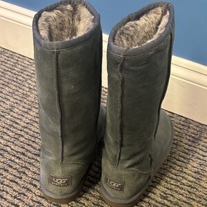 UGG Tall Suede Boots in gray/blue with Shearling Lining